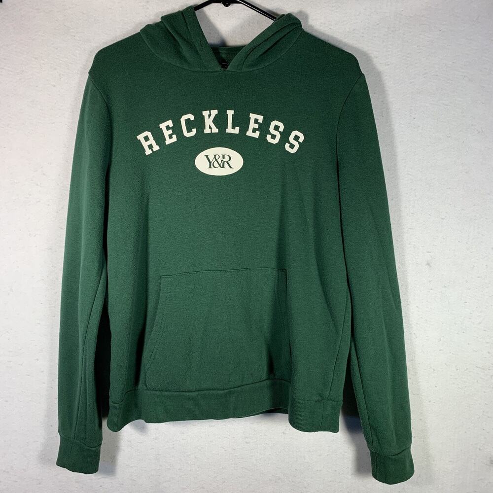 Young & Reckless Hoodie Men’s Size Medium Green Sweatshirt Skateboard Streetwear